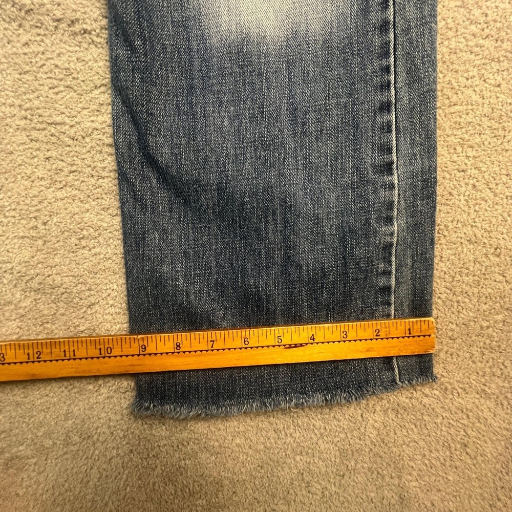 Vintage Y2K Abercrombie & Fitch Mens 31x28 Blue Faded Raw Hem Straight Leg Jeans - Picture 3 of 14
